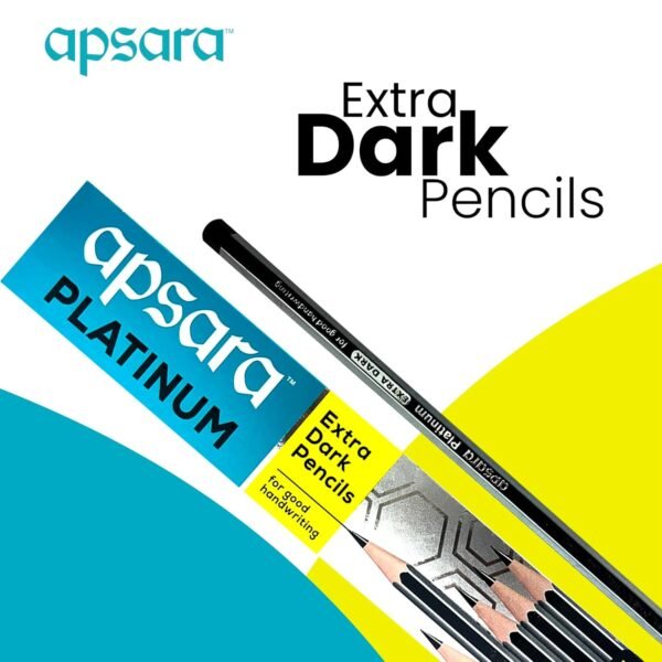 Apsara Platinum Extra Dark Pencils - Free Non Dust Grippo Eraser & Long Point Sharpner - Image 2